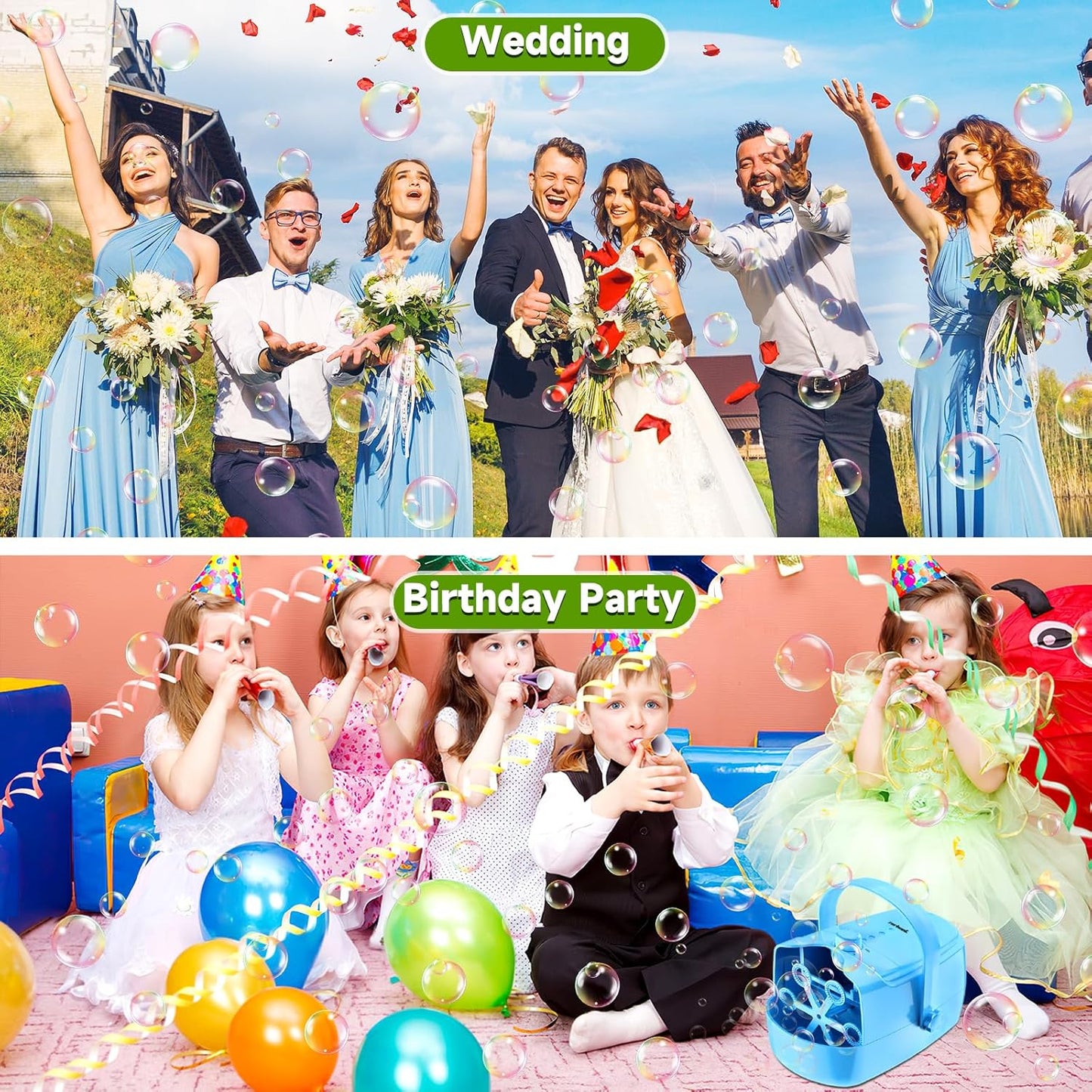 Bubble Machine Automatic Bubble Blower: Durable Bubble Maker 18000+ Big Bubbles Per Minute for Indoor Outdoor Wedding Birthday Party - Portable Bubble Machine for Kids Toddlers