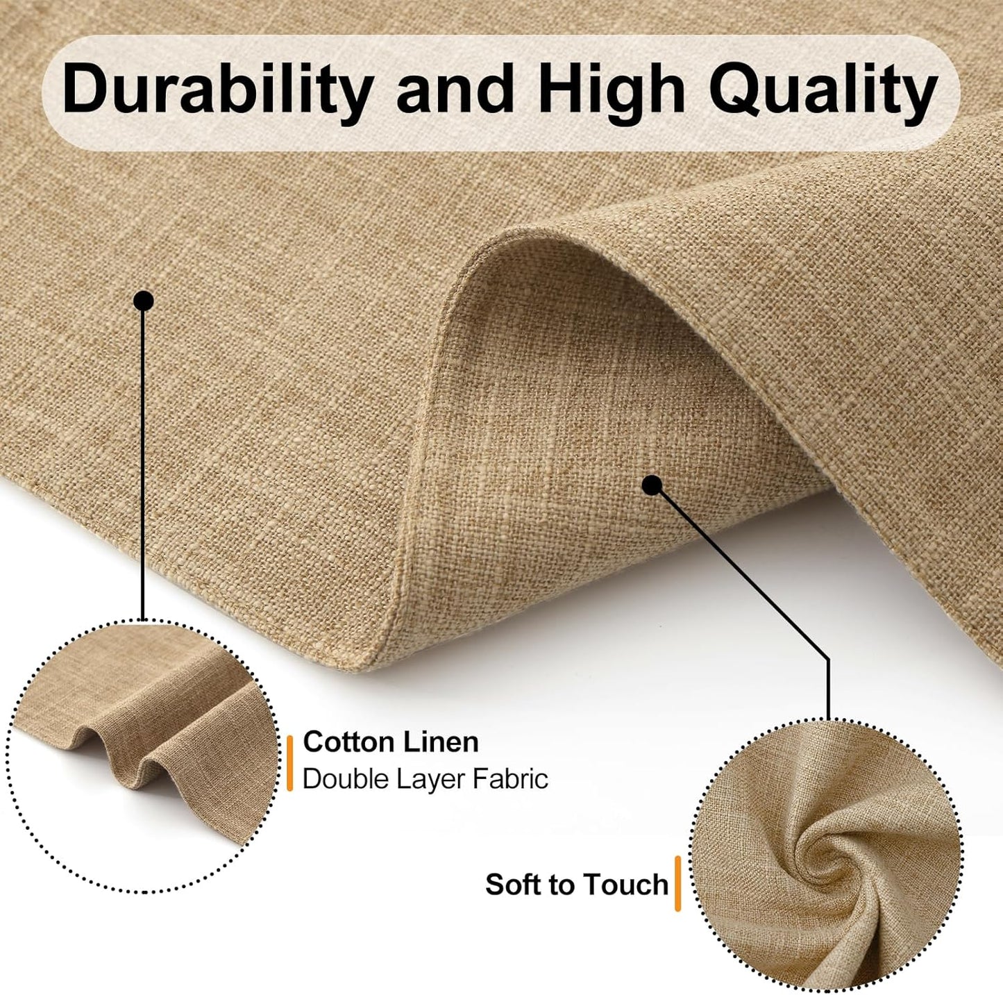 Homaxy Cloths Placemats for Dining Table Set of 6, Heat Resistant Washable Cotton Linen Blend Table Mats, Easy to Clean Place Mats for Indoor Outdoor Party Kitchen Decoration, 13" x 19", Flaxen