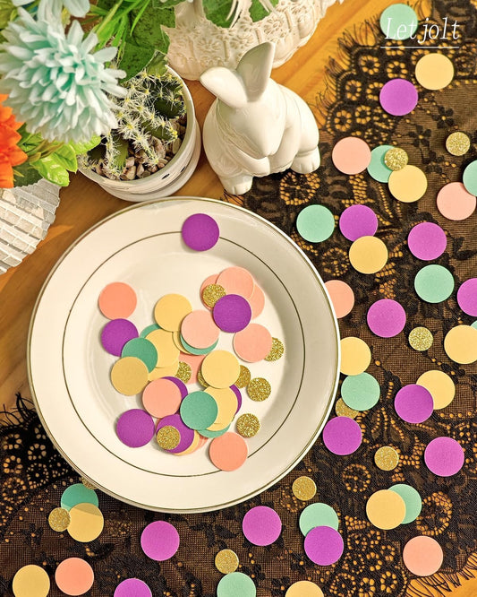 Party Confetti Glitter Golden Teal Scatter Table Decoration Surprise Paper Craft Supplies Rainbow Birthday Party Baby Shower Party Anniversary Wedding Gift Circle Dots Decor 100 Pcs