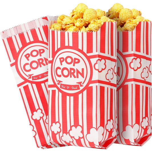 300 Pieces Paper Popcorn Bags 1 Oz Popcorn Container Red and White Concession Stand Supplies Movie Theme Party Supplies