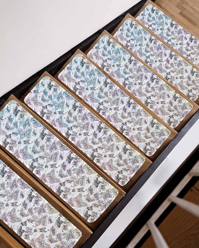 Spring Day Stair Treads Non Slip for Wooden Steps Abstract Simple Line Butterflies Colorful Gradient Stair Runner Carpet Reusable Adhesive Staircase Rugs for Dogs, Elders and Pets, 8x30 Inch, 4PCS
