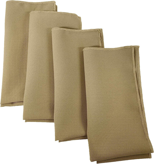 LA Linen 4-Pack Poly Blend Napkins - Soft, Washable, Stain and Wrinkle Resistant - Dinner and Party Napkins - 18x18 - Taupe