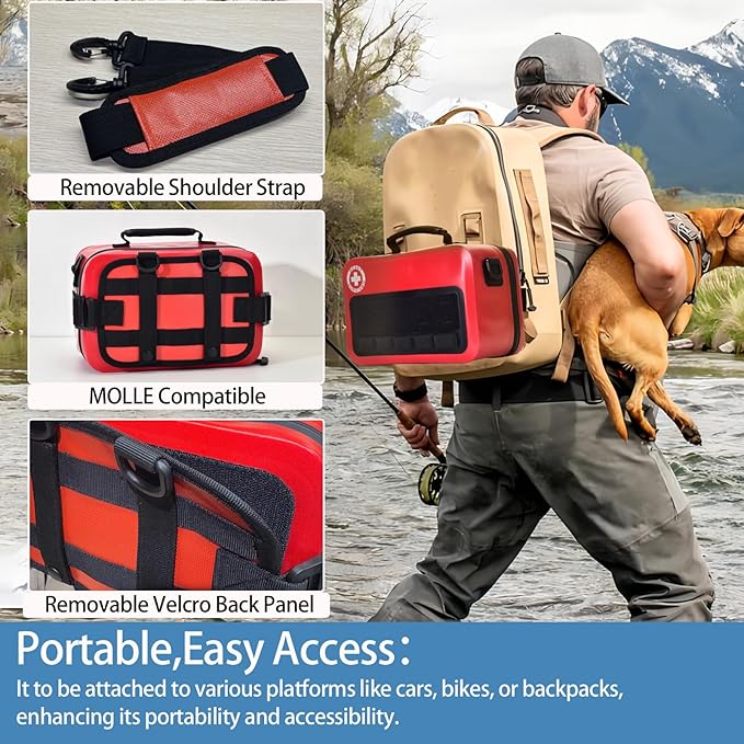 Waterproof First Aid Kits -348 Piece Comprehensive Trauma Kit, Emergency Medical Kit for Marine, Outdoor, Camping, Hurricanes, Boating and Car -With Labeled Compartments for Easy Access