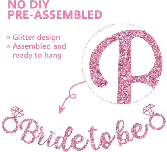 Glitter Pink Bride to Be Banner,Pre-Strung Bridal Shower Sign Garland,Bachelorette Party Decoration Wedding Shower Party Supplies(No DIY)