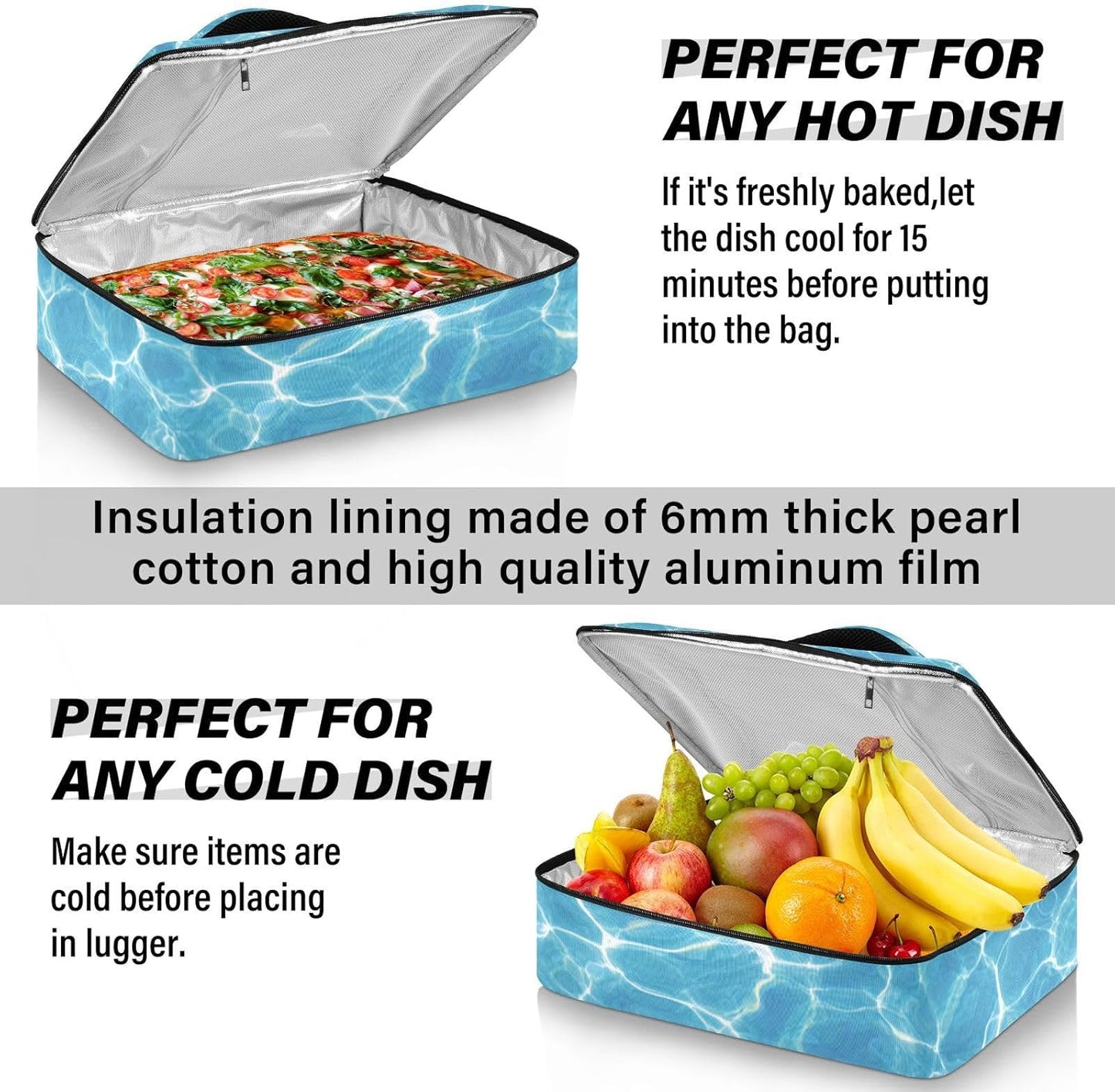 Casserole Carriers for Hot or Cold Food Reusable Casserole Dish Carrier Insulated Thermal Large Capacity Durable Perfect for Party Camping Family Gatherings Yellow Fish