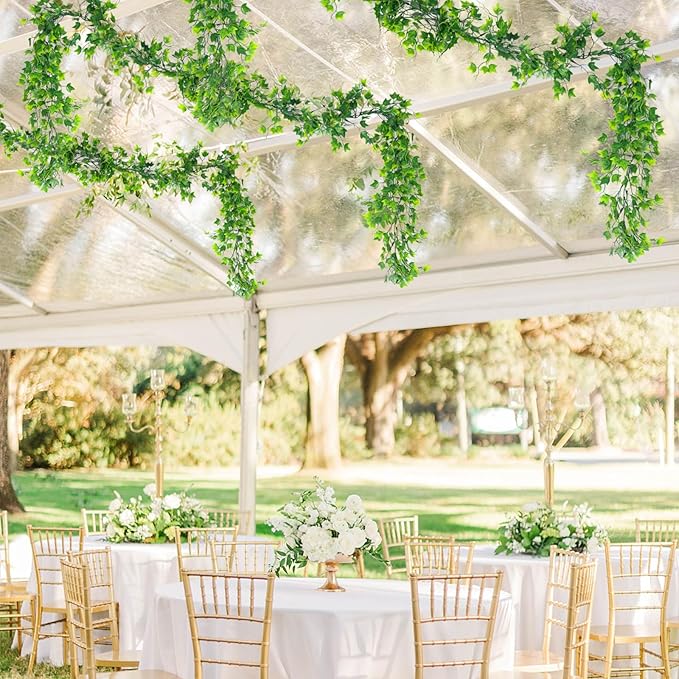 3 Pack Fake Vines Ivy Vines Plante Artificielle Interieur Greenery Garland Bedroom Decor Aesthetic Garland For Room Wall Kitchen Garden Outdoor Bathroom Dorm Wedding Courtyard Party Decorations(Green)