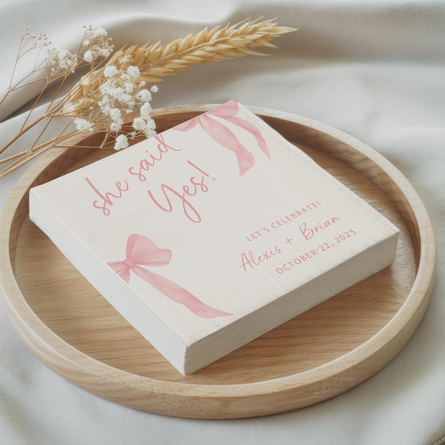Personalized Engagement Napkins - She Said Yes Custom Cocktail Napkins for Party Decor
