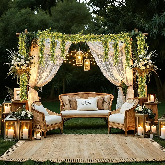 RECUTMS 3 Pcs Green Garland with Lights Fern Hanging Light Fake Hanging Vines Spring Garland with Lights Green Leaf Vines for Spring Home Wall Mantel Party Wedding Fireplace Decoration(Yellow)