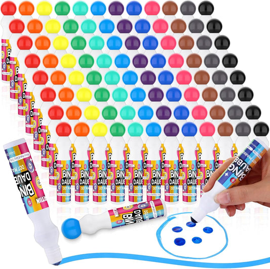 Crtiin 96pcs Bingo Daubers Bulk in 12 Colors, 0.5 Oz, Assorted Colors Set of Bingo Markers,bingo Supplies Dot Markers Dot Paint Craft Ideal for Art and Crafts Painting Supplies Drawing Coloring
