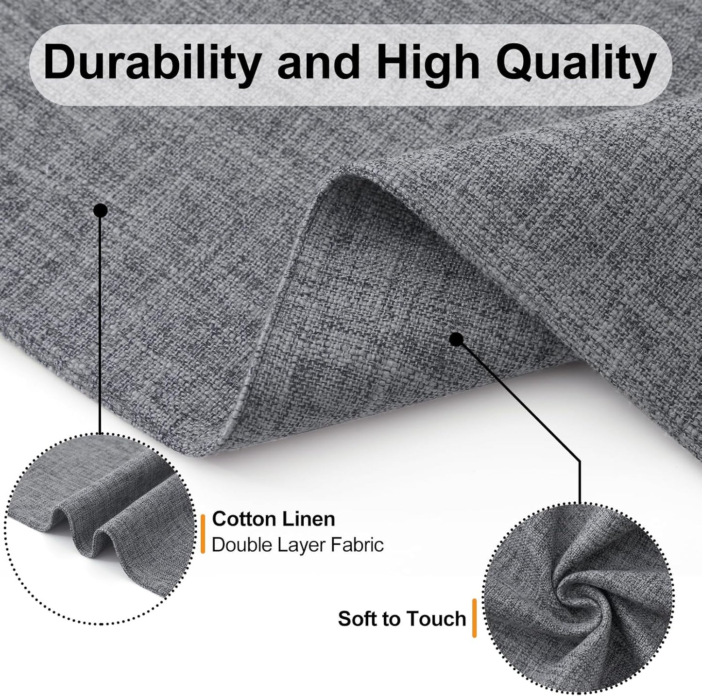 Homaxy Cloths Placemats for Dining Table Set of 6, Heat Resistant Washable Cotton Linen Blend Table Mats, Easy to Clean Place Mats for Indoor Outdoor Party Kitchen Decoration, 13" x 19", Dark Grey