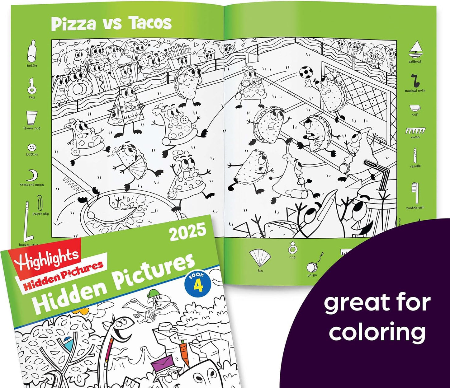 Highlights Hidden Pictures 2025 Activity Book Pack for Kids Ages 6 and Up, 4-Book Set of Travel-Friendly Screen Free Seek and Find Fun, Books Double as Coloring Books