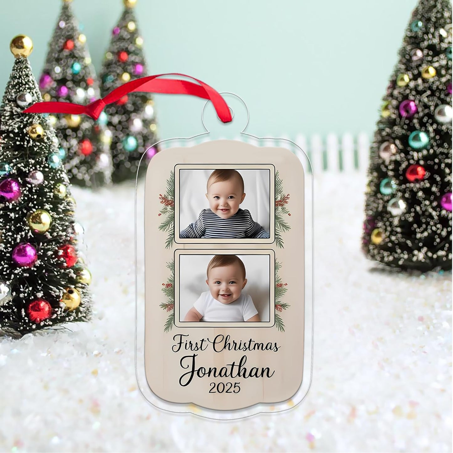 Custom Photo Baby Christmas Ornament, Personalized Newborn Gift, Baby Room Decor, Baby First Christmas Gift Acrylic Ornament – Personalized Christmas Tree Decoration, Custom