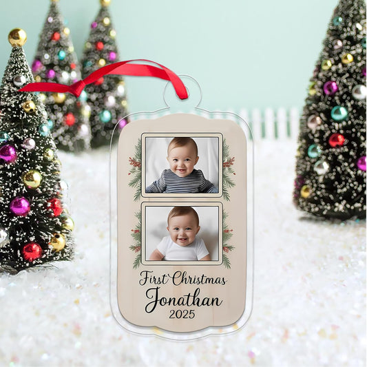 Custom Photo Baby Christmas Ornament, Personalized Newborn Gift, Baby Room Decor, Baby First Christmas Gift Acrylic Ornament – Personalized Christmas Tree Decoration, Custom