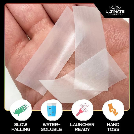 Ultimate Confetti, Biodegradable Dissolving Rice Paper Confetti –Rectangular Flame-Resistant and Water-Soluble Paper Confetti for Cannon and Launcher use – Best for Celebrations - 1 lb, 16 oz