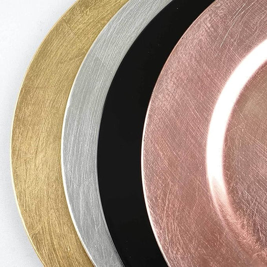 Efavormart 12 pcs 13" Silver Round Charger Plate Dinner Chargers for Tabletop Decor Holiday Wedding Catering Event Decoration
