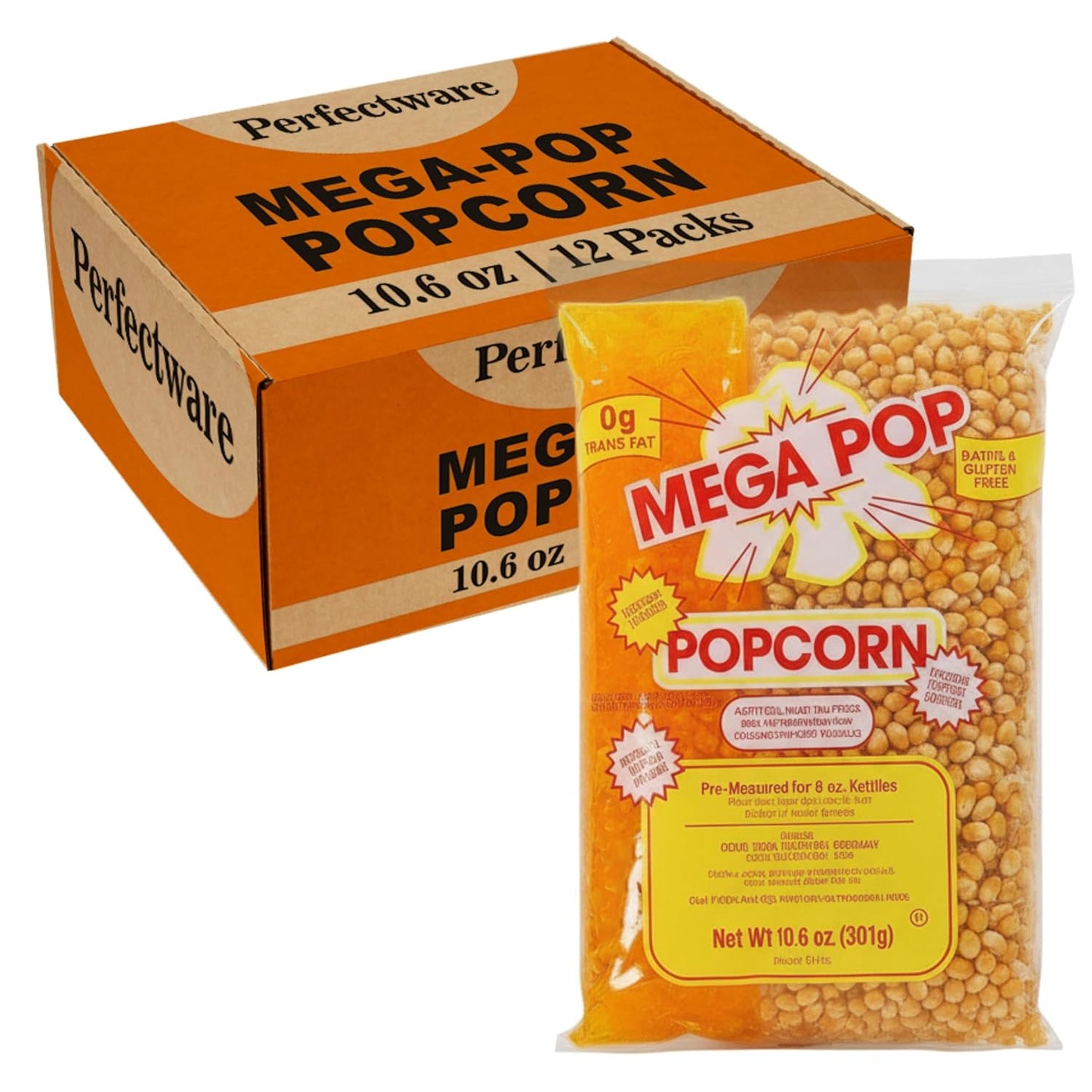 Perfectware Movie Theater Style Popcorn Portion Packs, 10.6 Ounce, 12 Count