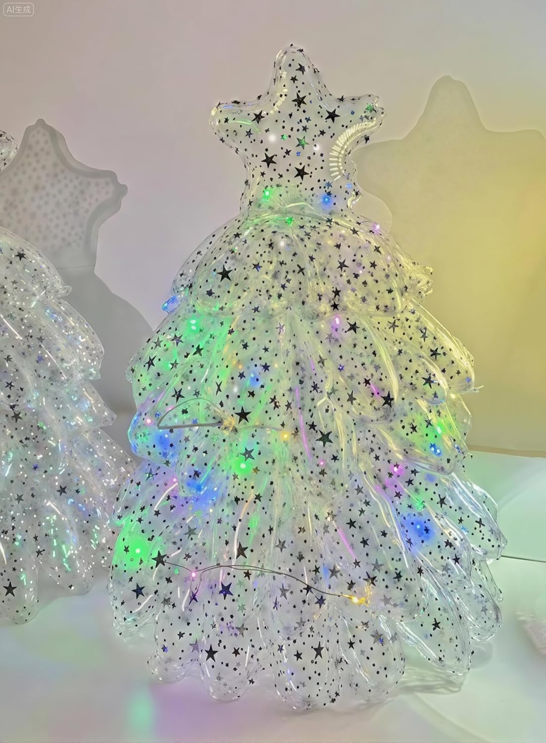 4D Iridescent Christmas Tree Balloons Large Self Standing Foil Xmas Tree Balloon Mylar Christmas New Year Themed Party Decorations Supplies