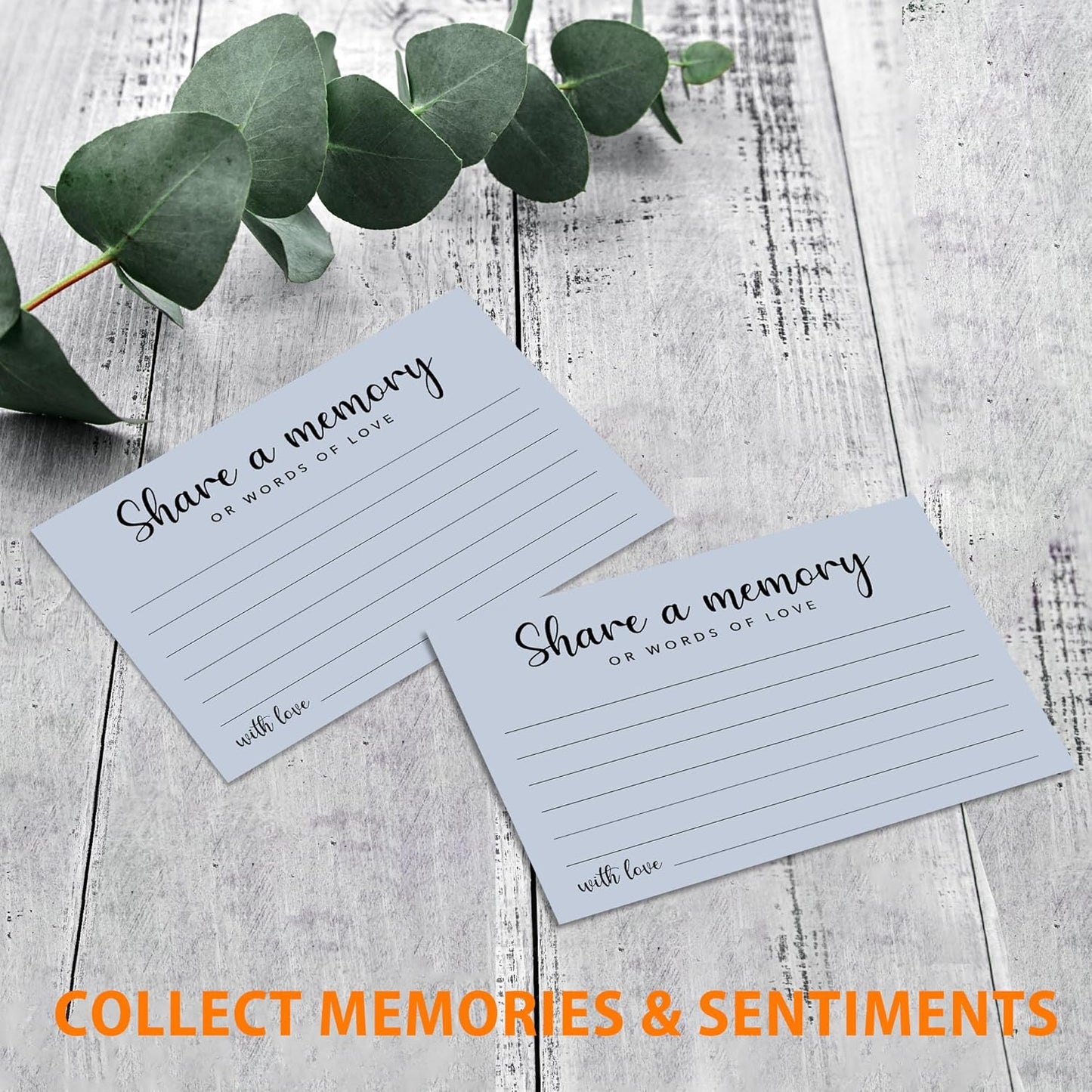 Share a Memory Cards for Celebration of Life, Graduation, Retirement, Birthdays, Guest Book Ideas, Funeral Sign In Book For Memorial Service, 4x6 Inches Set of 50 Pcs(Pastel Blue) -A12