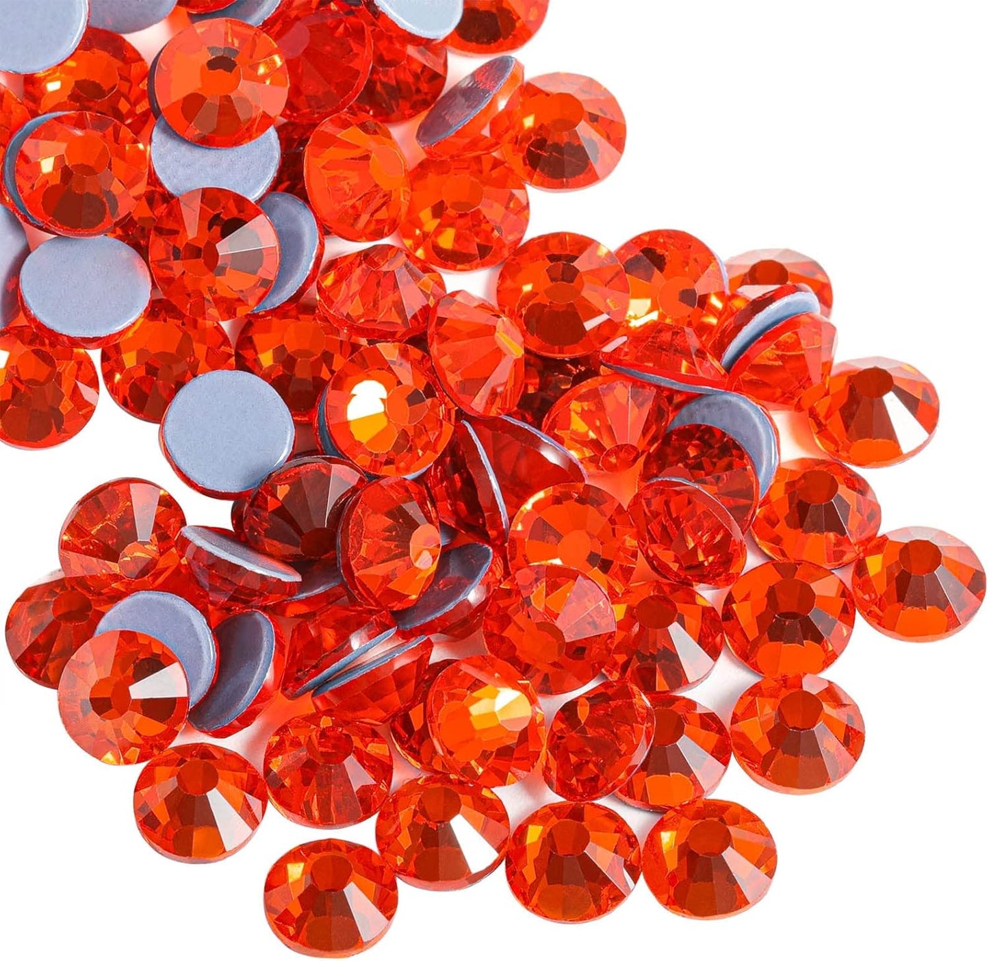 Beadsland Hotfix Rhinestones, 288pcs Flatback Crystal Rhinestones for Crafts Clothes DIY Decorations, Orange, SS30, 6.3-6.5mm