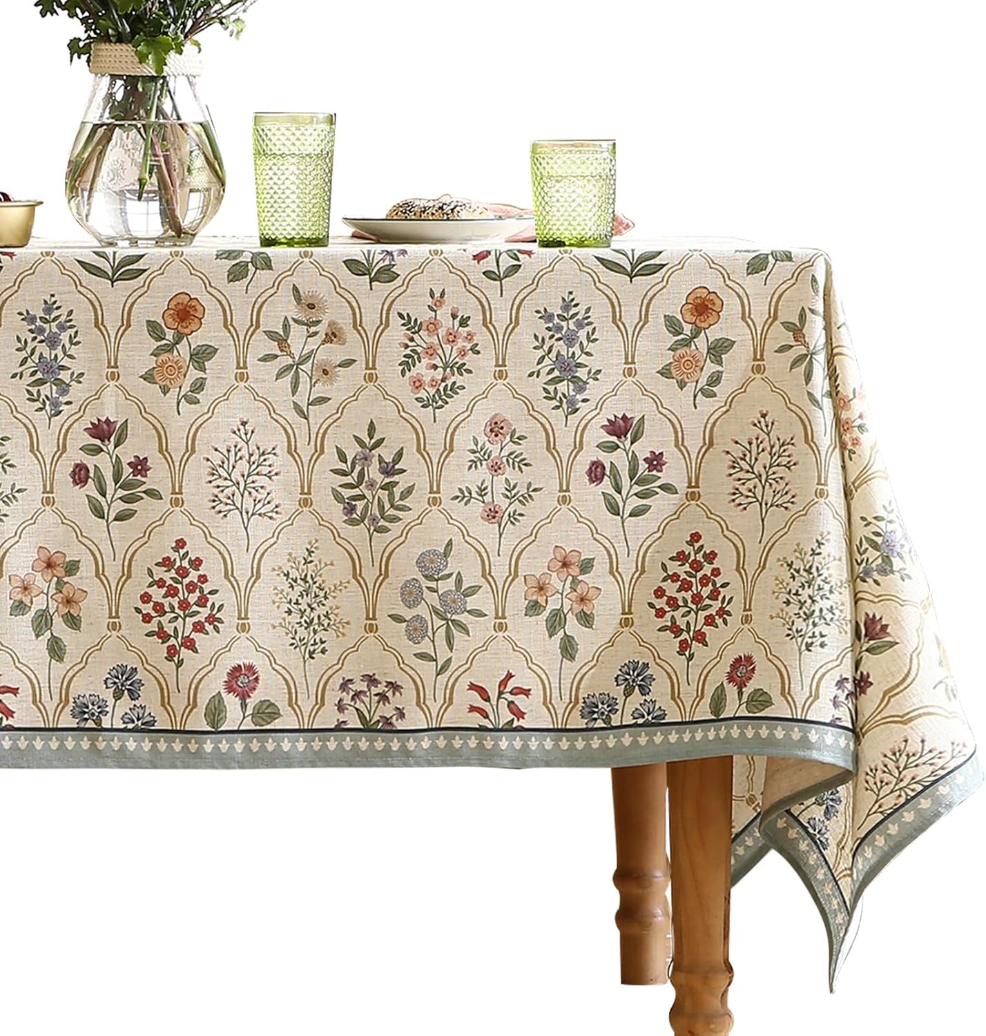 ISAENNE Designer Small Square Tablecloth,Western Linen Colorful Floral Indoor Table Cloth,Wrinkle Resistant Decor Tablecloths for Dining Thanksgiving Kitchen Christmas,55"*55"-Serenity B