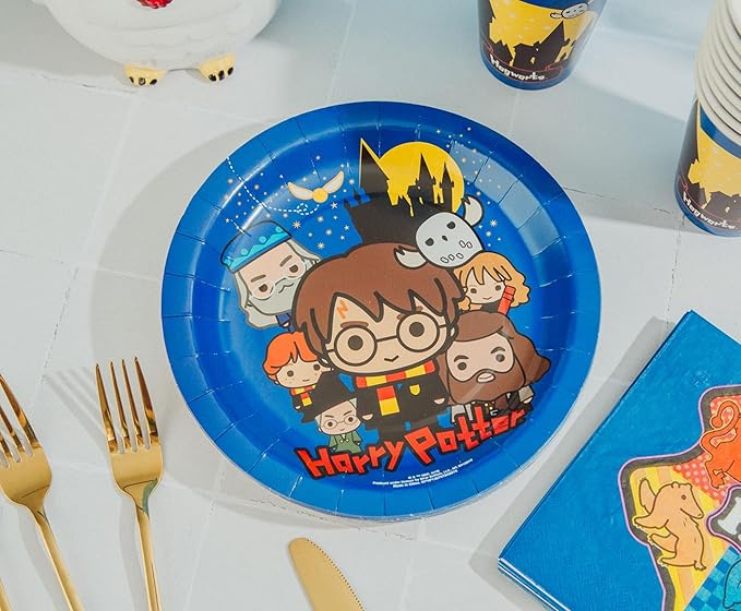 Silver Buffalo Harry Potter Animated Chibi Tableware Paper Plates Cups Napkins Party Pack Set 60 Piece