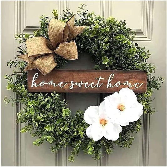 Artificial Christmas Garland Artificial Wreath Christmas Decorations Wreath Xmas Ornament Christmas Wreath Artificial Eucalyptus Leaves Wreath with Wooden Front Door CHRI