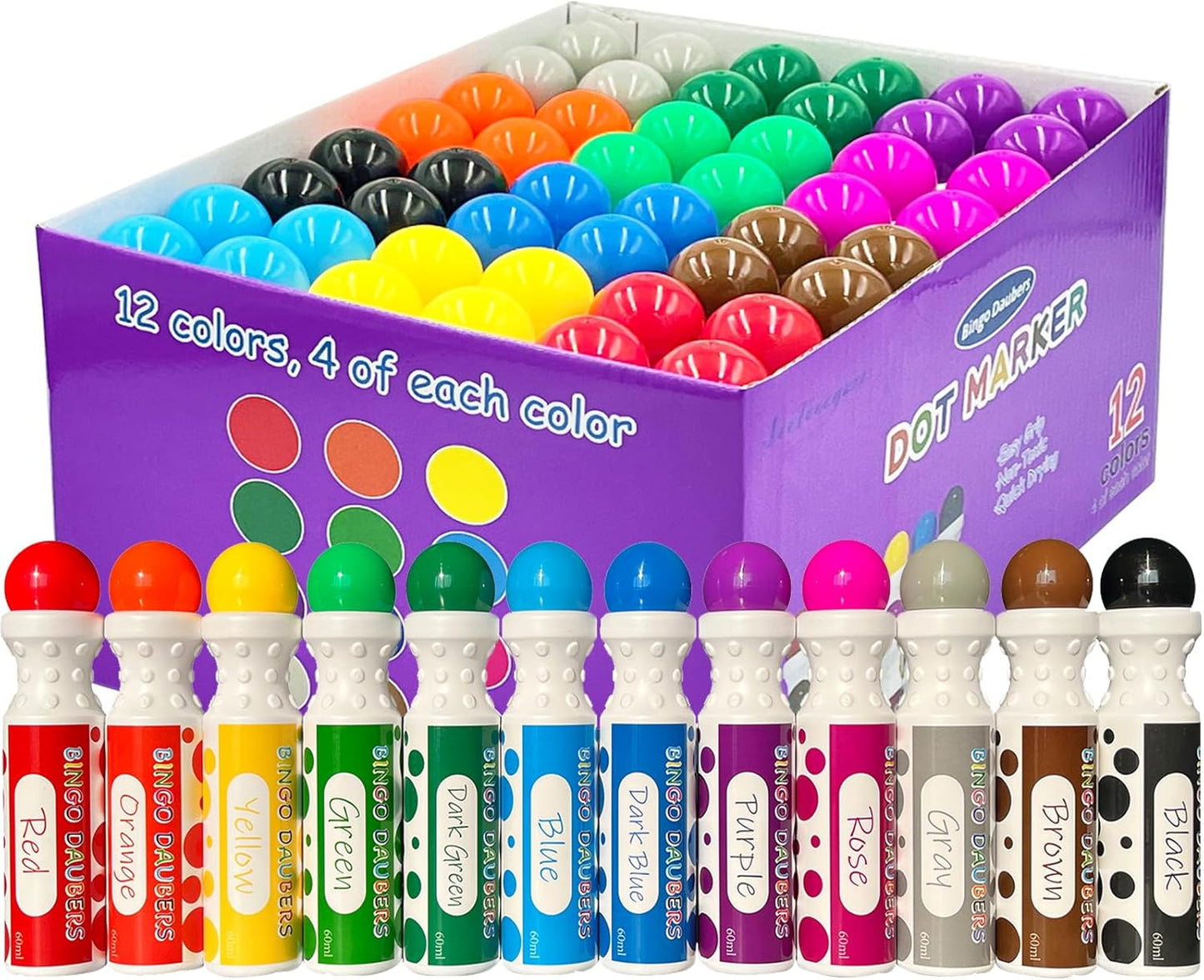 SEETOOOGAMES Bingo Daubers Dot Markers - Mixed Colors Set of 48 Pack - for Toddler Arts and Crafts