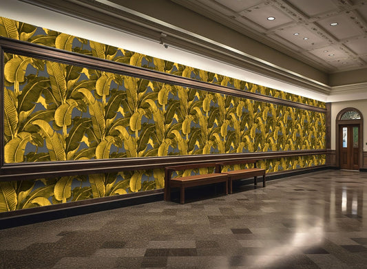 Vintage Gold Banana Leaf Bathroom wallpeper Living Room Bedroom Tropical Plant Wall Mural - 320"x108" (Not Peel and Stick)