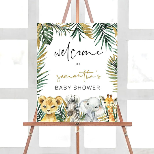 Woodland Baby Shower Signs, Personalized Welcome Sign to Baby Shower Party, Printable Woodland Animals Welcome Sign, Editable Greenery Baby Shower Sign Decoration, Gender Neutral Signs, Plastic Sign.