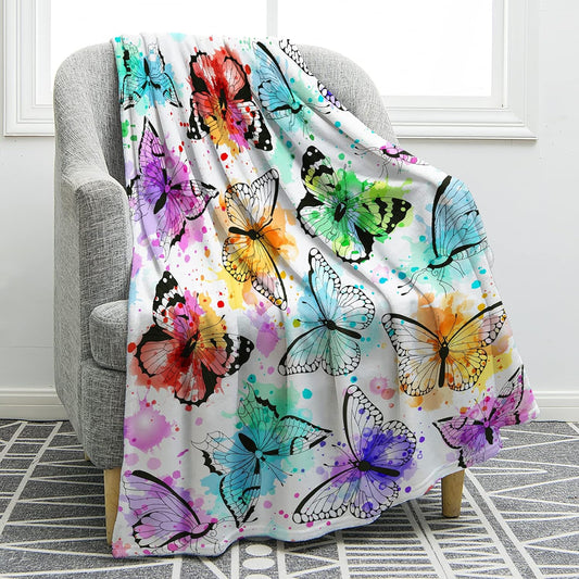Jekeno Butterfly Throw Blanket Gifts for Women Girls, Christmas Birthday Valentines Butterfly Gifts for Butterflies Lovers Adult Kids, Colorful Blanket Decor for Home Bed Couch