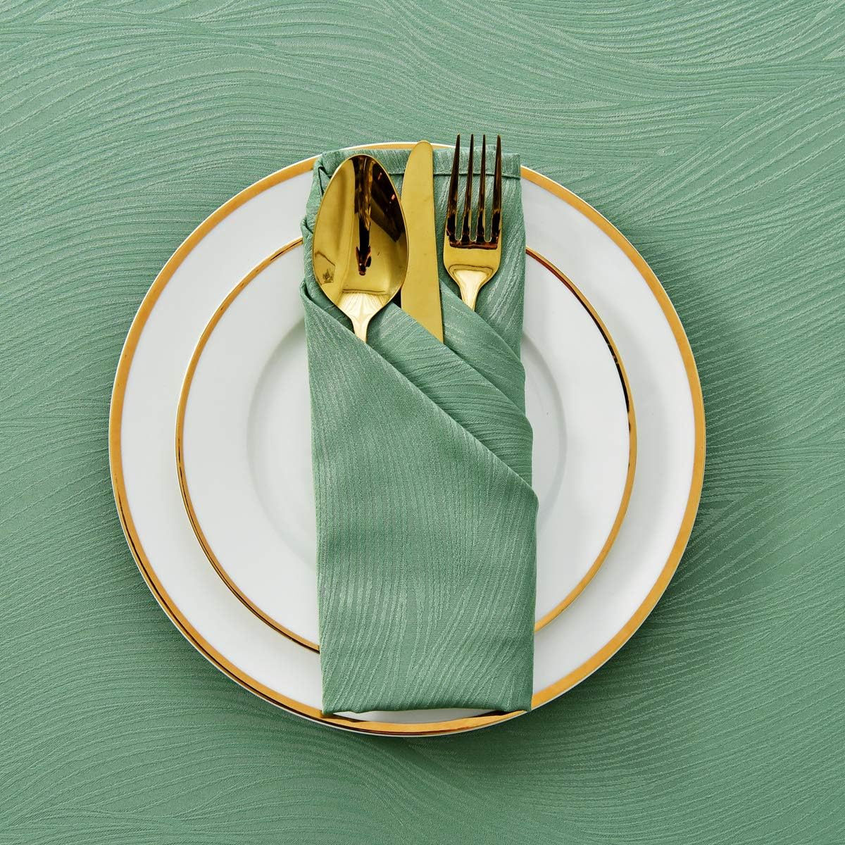 maxmill Jacquard Cloth Napkins 20 x 20 Inch Swirl Pattern Soft Comfortable and Luxury Serviette for Family Dinners Weddings Parties and Banquets Set of 4 Pieces Sage Green