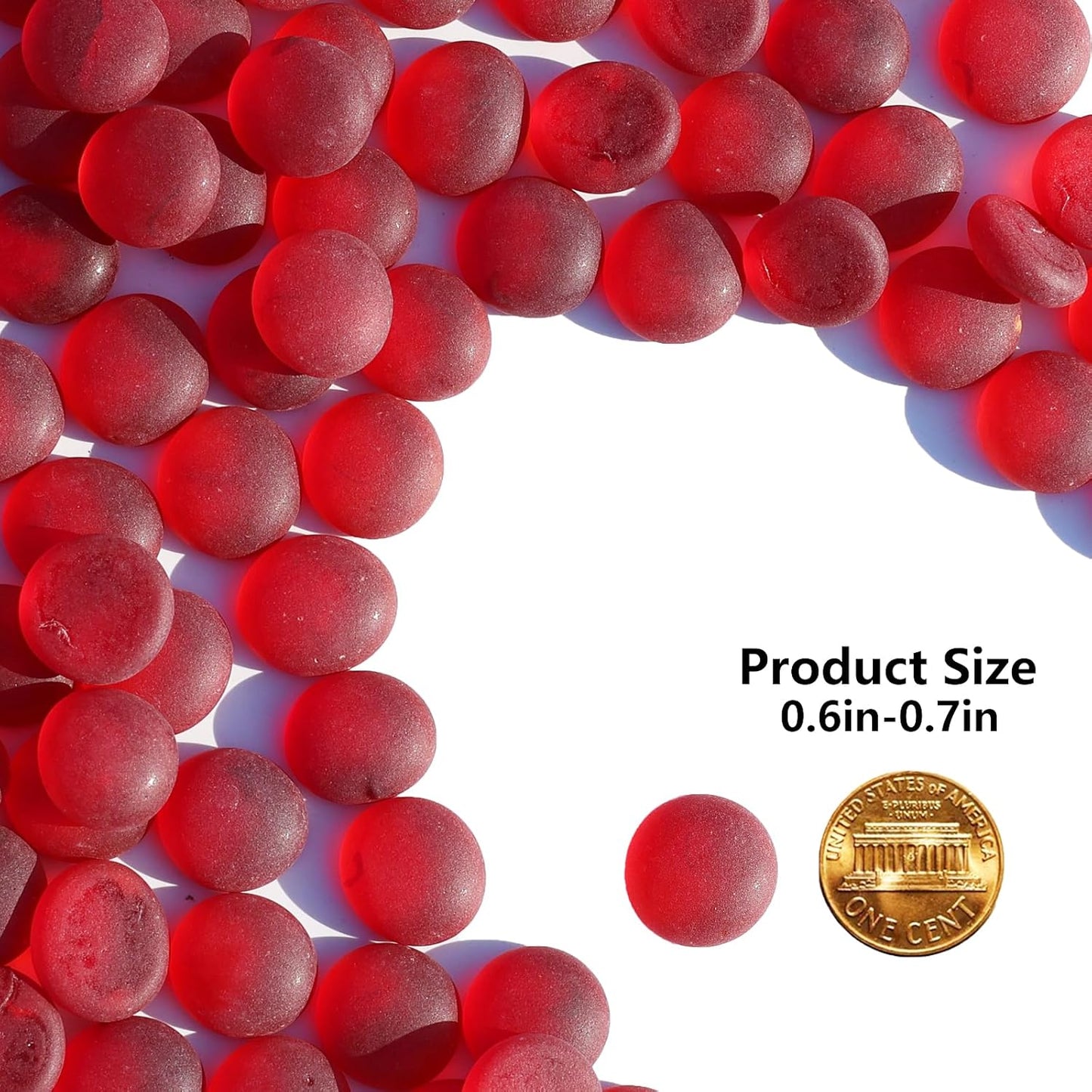 Sea Glass Gems - 0.9 Lb Red Frosted Flat Glass Marbles, Flat Gems Decorative Stones for Vase Fillers, Aquarium Rocks, Floral Supplies, Table Scatter, Craft Mosaics, and DIY Ornaments