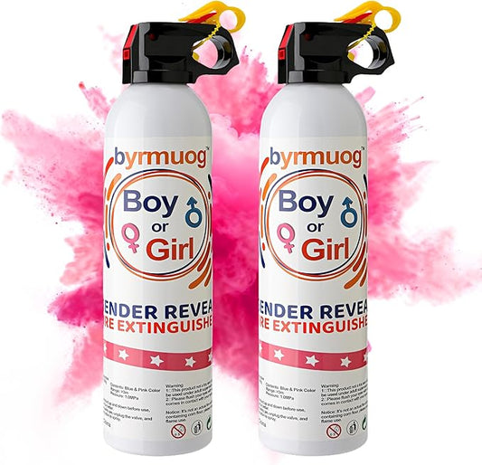 Gender Reveal Fire Extinguisher 2 Pack Color Powder Blasters Spray with Biodegradable Smoke for Baby Girl Reveal Party Ideas & Decorations (Pink)