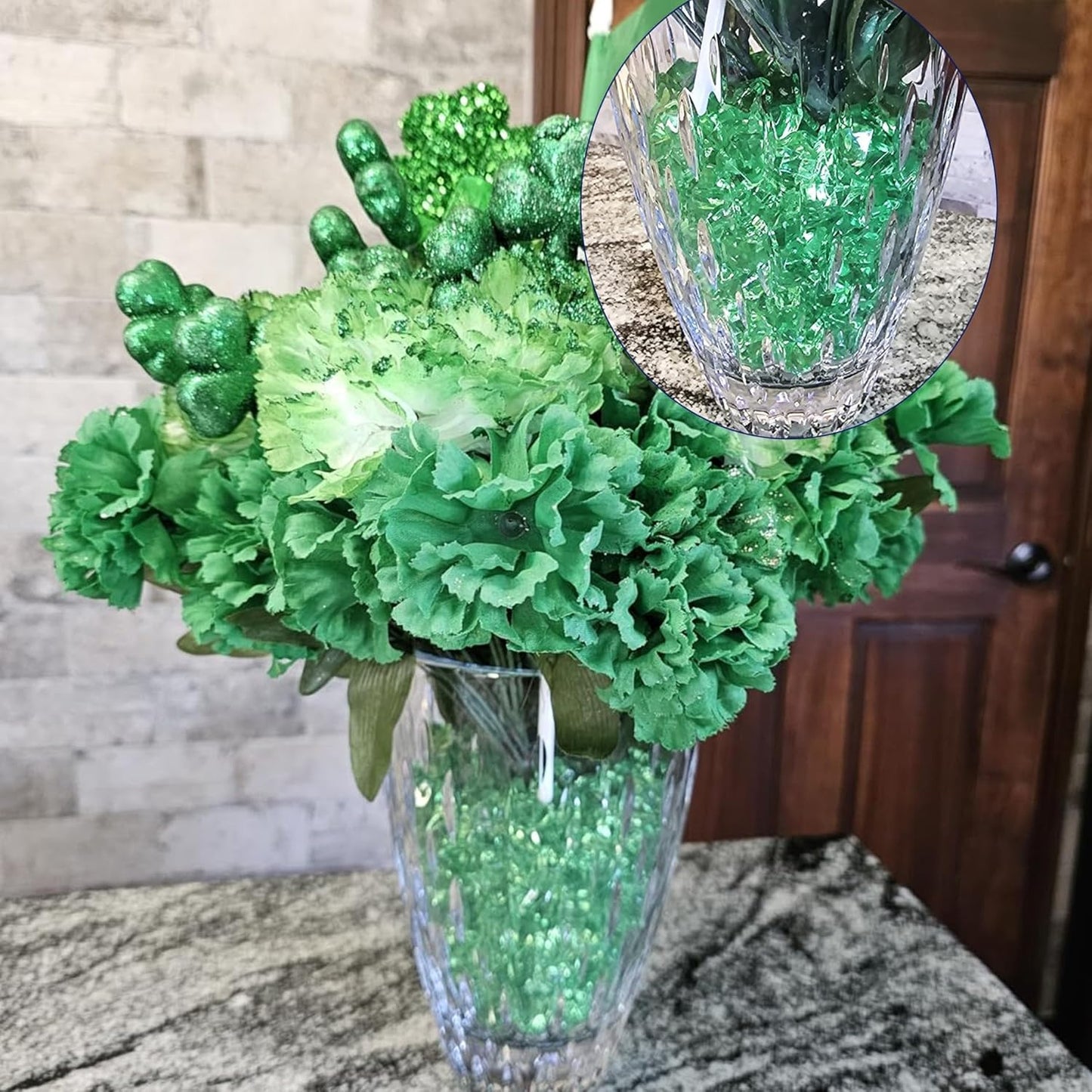 Pack of 200 Decorative Acrylic Crystal Gems, Multi-Green Colors Ice Rocks, Reusable Acrylic Crushed ice Rocks for Home Décor