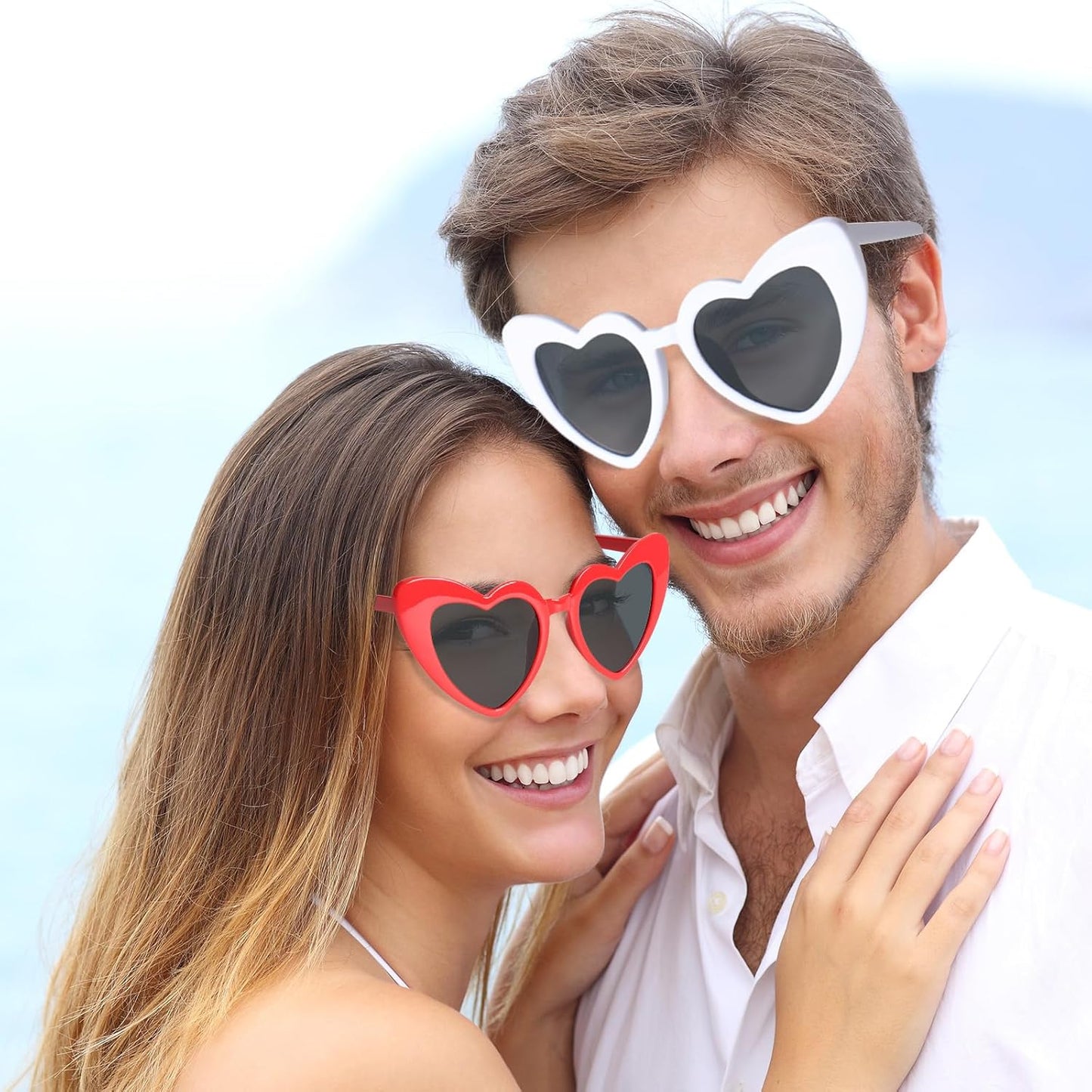 AEAHALY Pink White Black Heart Sunglasses for Women Vintage Bride Heart Shaped Sunglasses Wedding Party Accessories