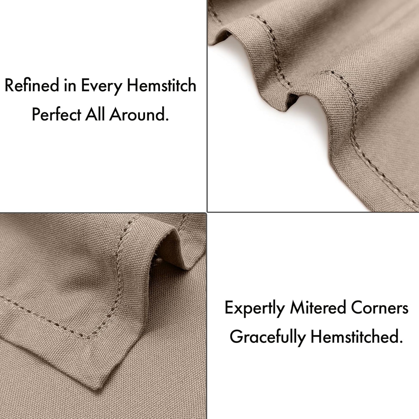 Ruvanti Cloth Napkins - 100% Cotton Dinner Napkins, Hem Stitched Corners, 18x18 Inch, 12 Pack - Soft, Absorbent, Durable, Reusable, Wrinkle Resistant for Formal Dining & Everyday Use - Light Taupe
