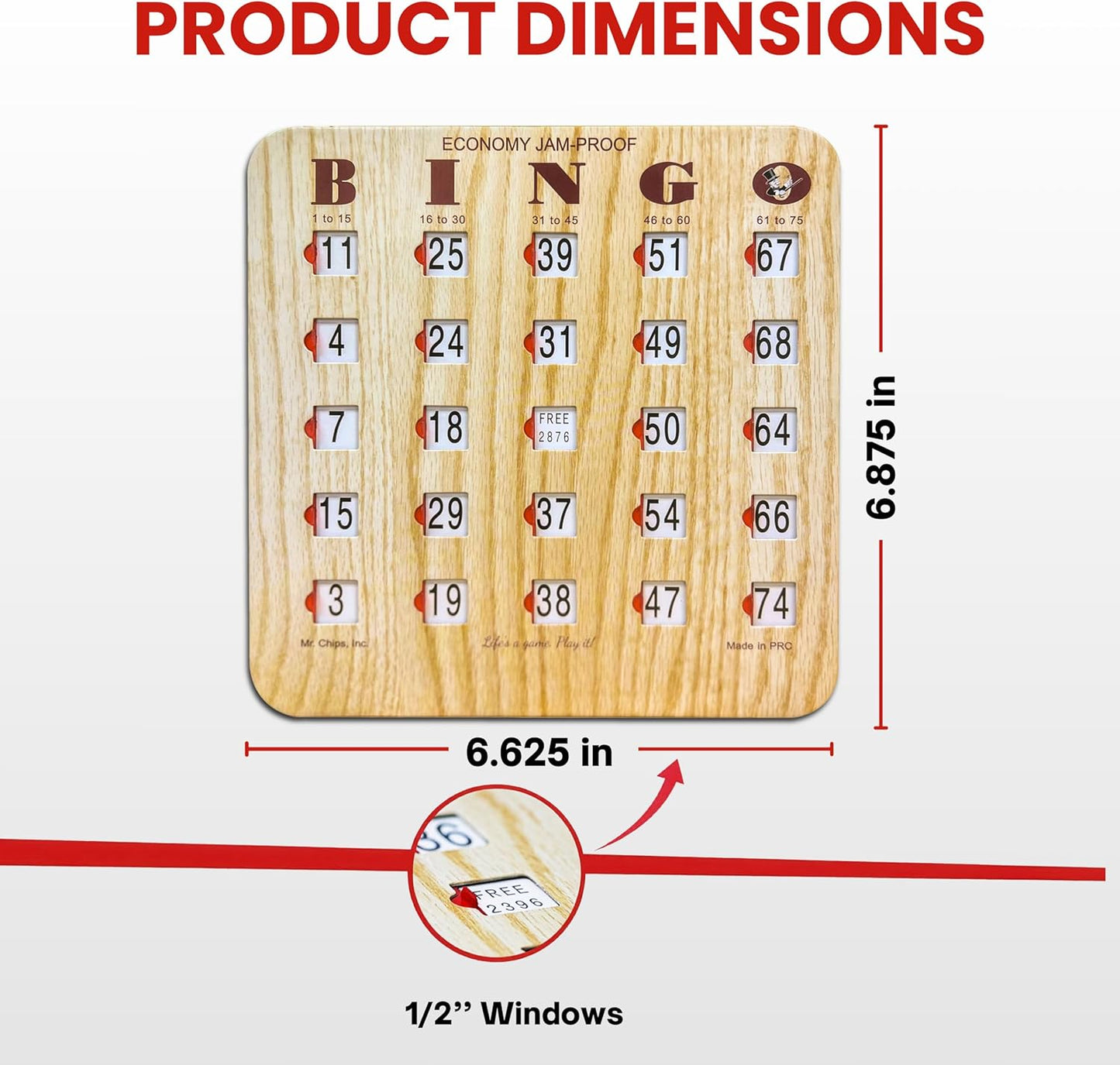 MR CHIPS Jam-Proof Fingertip Slide Bingo Cards with Sliding Windows 200 Pack in Tan Style