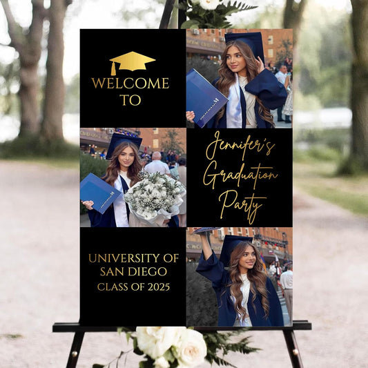 Personalized Graduation Party Welcome Sign With Photo, Graduation Decorations Senior 2025 Yard Sign, Custom Graduation Yard Signs Class of 2025, High School, College Sign For Graduation Party #17