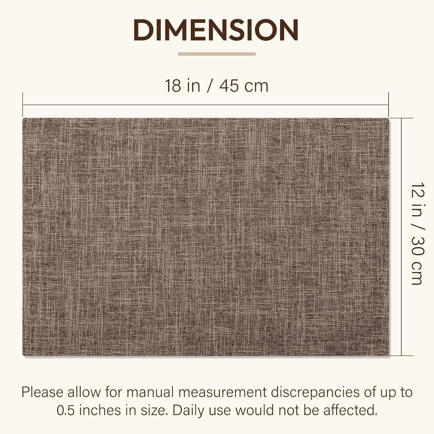 Blue Forest Placemats Set of 4, Dual-Layered Thickened Faux Linen Cloth Place Mats Heat Resistant Machine Washable Wrinkle Free Table Mats Indoor/Outdoor (Burlap)