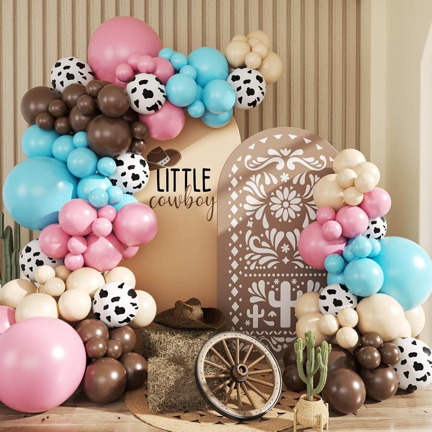 Blue and Pink Gender Reveal Cow Balloon Garland Arch Kit, Cowgirl Cowboy Gender Reveal Brown Balloons for She or He Baby Shower Birthday Western Theme Party Decoration