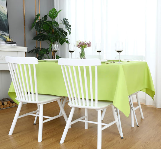 FOLINS&HOME Apple Green Rectangle Tablecloth 60 x 84 Wrinkle Free Waterproof Polyester Table Cloths, Spillproof Heavy Duty and Washable Table Cover for Party, Indoor and Outdoor-Oblong/Rectangular