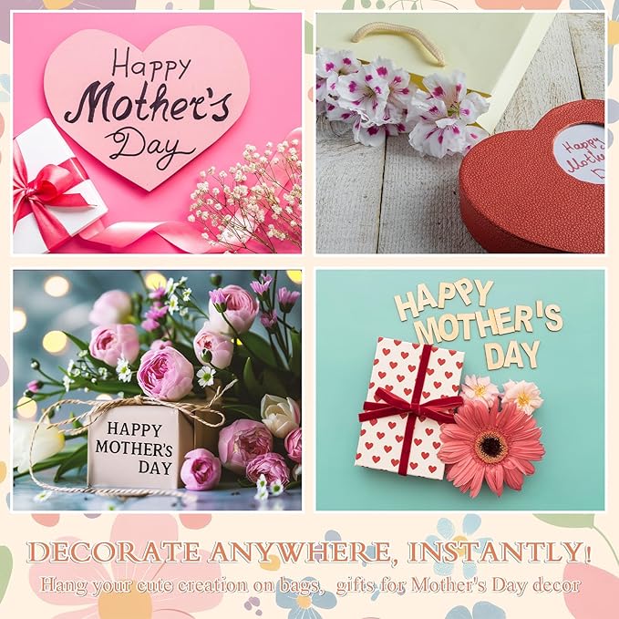 Huquary 24 Pcs Mother's Day Diamond Art Keychain Kits 5d DIY Diamond Art Mother's Day Crafts Pendant Ornaments for Mom Grandma Flower Basket Mom and Child Charms for Birthday Party Favors Decorations