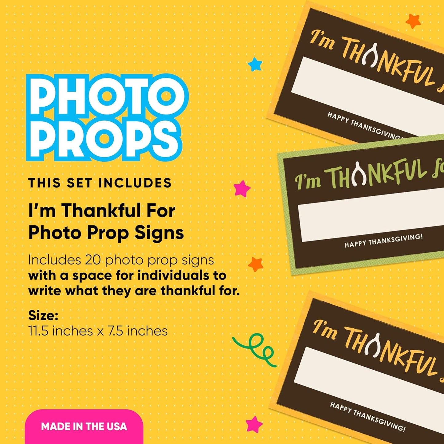 Big Dot of Happiness I'm Thankful for - Thanksgiving Photo Booth Props Kit - 20 Piece
