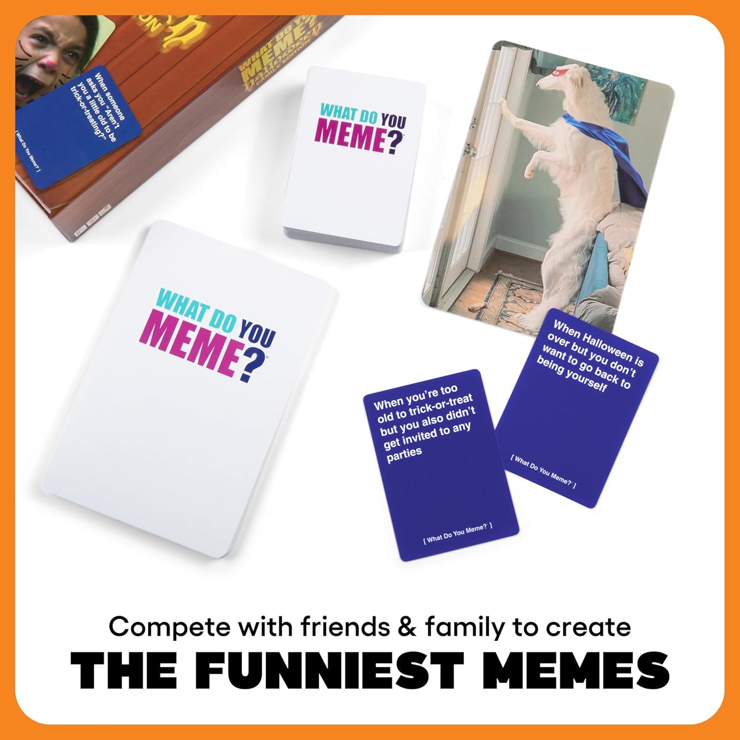 WHAT DO YOU MEME? Halloween Family Edition by Relatable, A Halloween Activity Travel Pack, Party Game, Includes 30 Photo Cards and 120 Caption Cards, for Kids 8-12