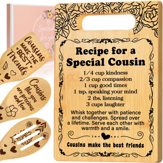 Cousin Gifts for Women Christmas, Birthday Gift for Cousin Women Cutting Board Set, Thank You Gifts Christmas Gifts Wedding Gifts for Cousin from Sister Brother