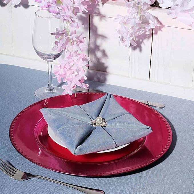 Efavormart 12 pcs 13" Hot Pink Beaded Round Charger Plates for Tabletop Decor Holiday Wedding Catering Event Decoration
