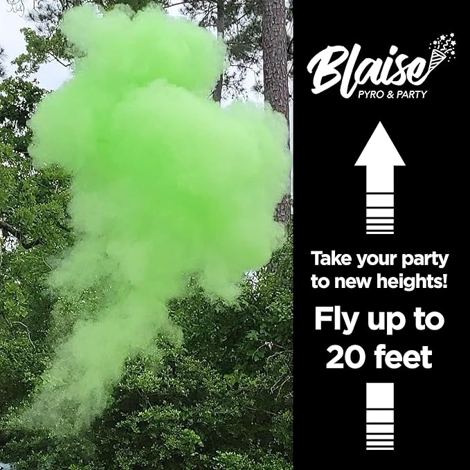 Blaise Pyro & Party - Green Powder Poppers - Water-Soluble & Colorful Powder Cannons for Gender Reveals, Birthdays, Weddings & Celebrations - Easy to Use for Memorable Photos - 16-Inch, 4-Pack