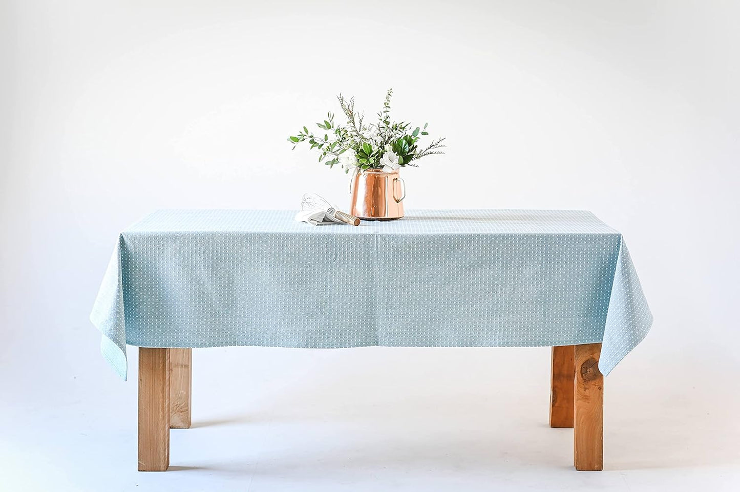 60x90 in Cotton Tablecloth – Large Rectangular Dining Table Cover for Kitchen, Weddings, Parties, Indoor or Outdoor Picnic and Everyday Décor – Blue