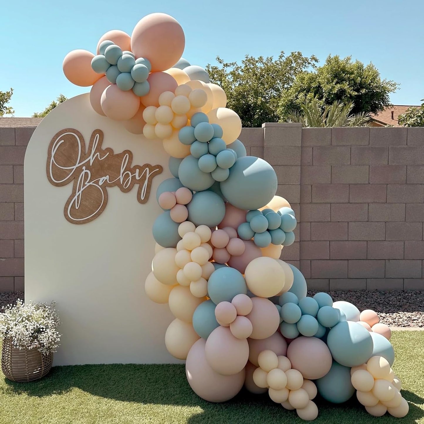 Pink and Blue Balloons Gender Reveal Boy or Girl 12inch Pastel Light Pink Slate Blue Beige White Sand Balloons Birthday Party Decorations Pale Aqua Latex Helium Balloon for Arch Baby Shower Decor