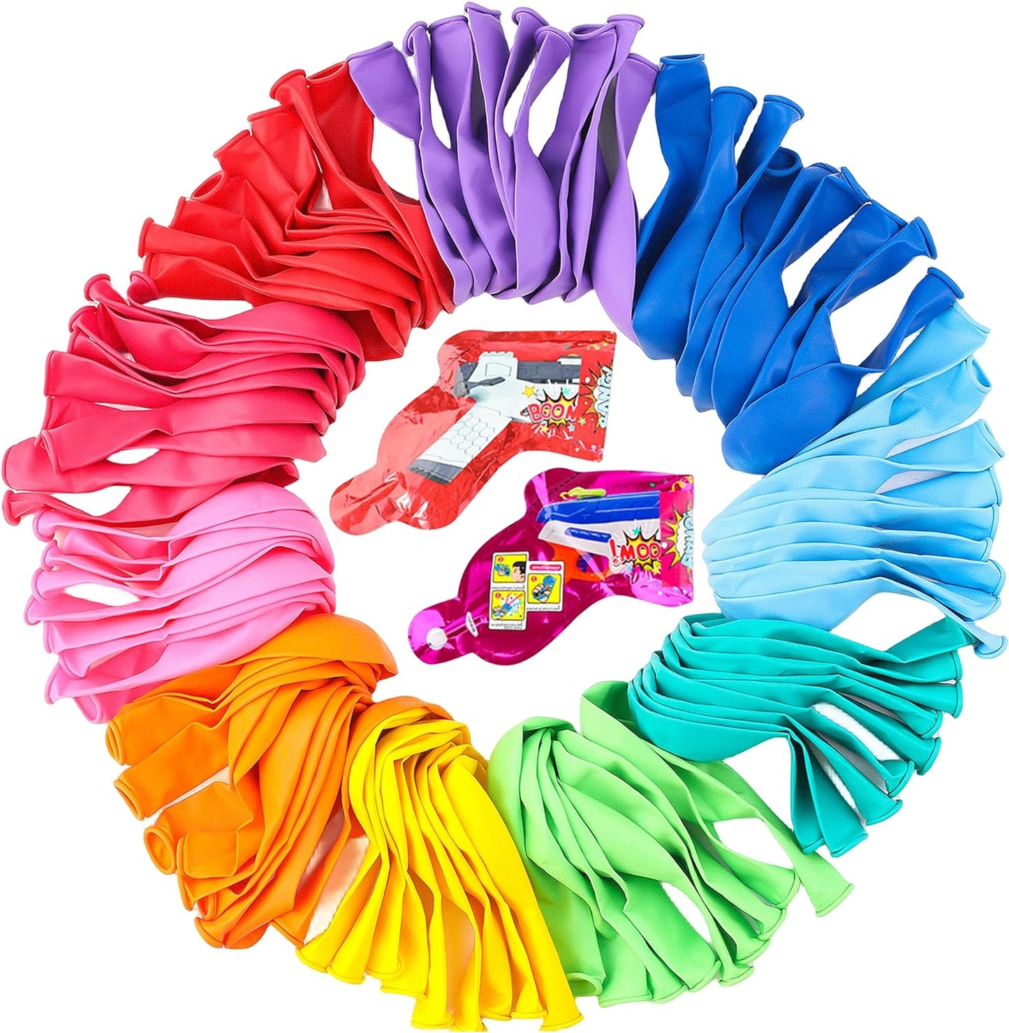 Colorful Balloons 100 PCS, Assorted Color 12 Inches Rainbow Latex Balloons with Bonus Confetti, 10 Bright Colors Party Balloons for Birthday, Wedding, Baby Shower, Decoration (Round-100)